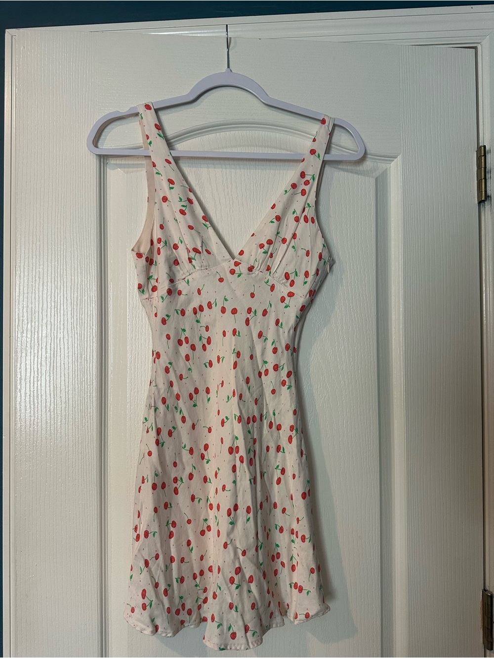Zara White Cherry Print Sleeveless Summer Dress